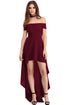 Sexy Burgundy High Low Hem Off Shoulder Party Dress