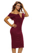 Sexy Burgundy Off-the-shoulder Midi Dress