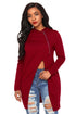 Sexy Burgundy Split Front Zipped Hoodie