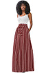 Sexy Burgundy Striped Maxi Skirt