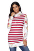 Sexy Burgundy Striped and Floral Sweatshirt