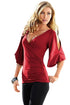 Sexy Burgundy V Neck Slit Sleeve Wrap Top