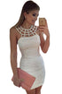 Sexy Caged Round Neck White Lace Mini Dress