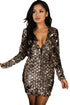 Sexy Champagne Sparkle Sequin Mini Club Dress