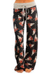 Sexy Charcoal Floral Terry Wide Leg Pants