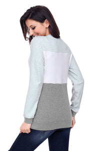 Sexy Charcoal White Grey Colorblock Gold Reindeer Top
