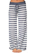 Sexy Charcoal White Stripes Terry Wide Leg Pants