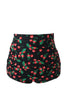 Sexy Cherry Print Black Retro High Waist Swim Bottom