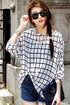 Sexy Classic Check Print Oversize Chiffon Top