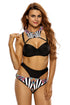 Sexy Contrast High Neck Bikini and Swim Bottom