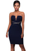 Sexy Contrast String Around Navy Bodycon Party Dress