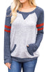 Sexy Contrast Stripes Blue Sleeves Women's Blouse