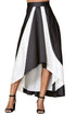 Sexy Contrast White Insert Hi-low Maxi Skirt Black