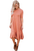 Sexy Coral Flowy Ruffles Short Sleeve Casual Dress