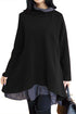 Sexy Cowl Neck Patchwork Black Loose Fit Sweatshirt