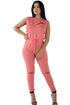 Sexy Creative Zip Line Orange Stretchy Jumpsuit