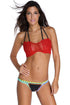 Sexy Crochet Top Neoprene Bottom Bikini Swimwear