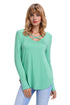 Sexy Cyan Crisscross Neck Floral Back Long Sleeve Top