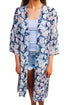 Sexy Dark Blue Floral Side Slit Boho Kimono