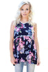 Sexy Dark Blue Pompom Lace Trim Flowy Tank Top