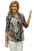 Sexy Dark Carved Paisley Print Slight V Neck Blouse