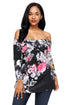 Sexy Dark Floral Off Shoulder Crisscross Top
