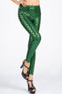 Sexy Dark Green Metallic Scales Leggings