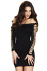 Sexy Elegant Off-shoulder Ripped Black Chemise Dress