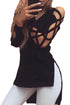 Sexy Fashionable V Neck Crisscross Hollow-out Long Sleeves Top