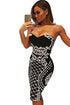 Sexy Floral Bandeau Crop Top Bodycon Midi Skirt 2pcs Bandage Dress