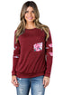 Sexy Floral Patch Accent Burgundy Sweatshirt