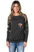Sexy Floral Patch Accent Gray Sweatshirt