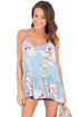 Sexy Flounced Blue Floral Racerback Tank