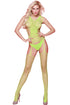 Sexy Fluorescent Green Multi Net Seamless Bodystocking