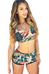 Sexy Flush Floral Print Sporty Bathing Suit