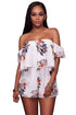Sexy Flutter Sleeve Off Shoulder Floral Romper