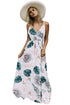 Sexy Foiled Flower Print Sexy V Neck Maxi Dress