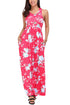 Sexy Fuchsia Floral Print Sleeveless Long Boho Dress