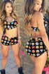 Sexy Funny Emoji Print Sporty Bathing Suit