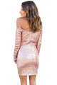 Sexy Glittering Pink Long Sleeve Off Shoulder Club Dress