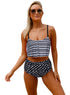 Sexy Glowing Top and Striped Bottom High Waist Swimwear