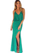 Sexy Gold Chain Halter Maxi Dress with T Back