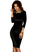 Sexy Gold Embroidery Trim Open Back Ruched Black Midi Dress