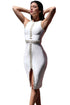 Sexy Gold Metal Embellished Detail White Bandage Dress