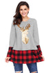 Sexy Gold Sequin Christmas Reindeer Gray Tunic with Plaid Detail