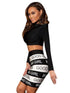 Sexy Good Girl Bad Girl Print Long Sleeve Skirt Set