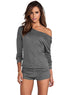 Sexy Gray Casual Off Shoulder Long Sleeve Romper