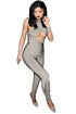 Sexy Gray Cross Bust Bandage Jumpsuit