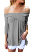 Sexy Gray Cross Front Off The Shoulder Top
