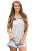 Sexy Gray Front Floral Print Back High-low Hem Tank